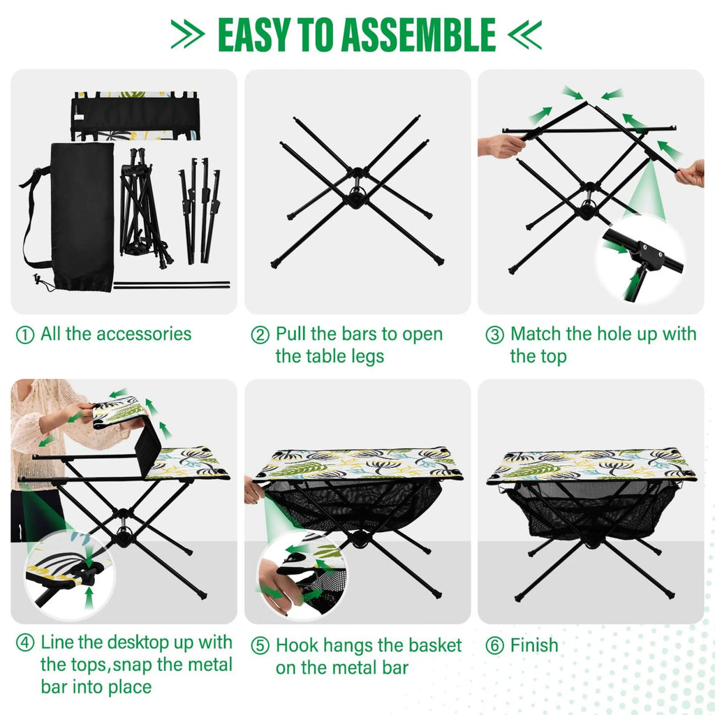 Picnic BBQ Outdoor Fishing Storage Camping Table Bag Beach Leaves Folding Compact Table with Travel Table for Portable
