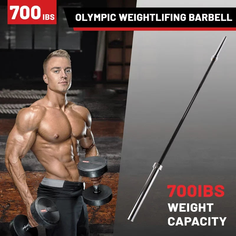 Power Bar Black Lifting Barbell Hard Lifting Olympic POUND Barbells,700 Chrome Solid Chrome Weights