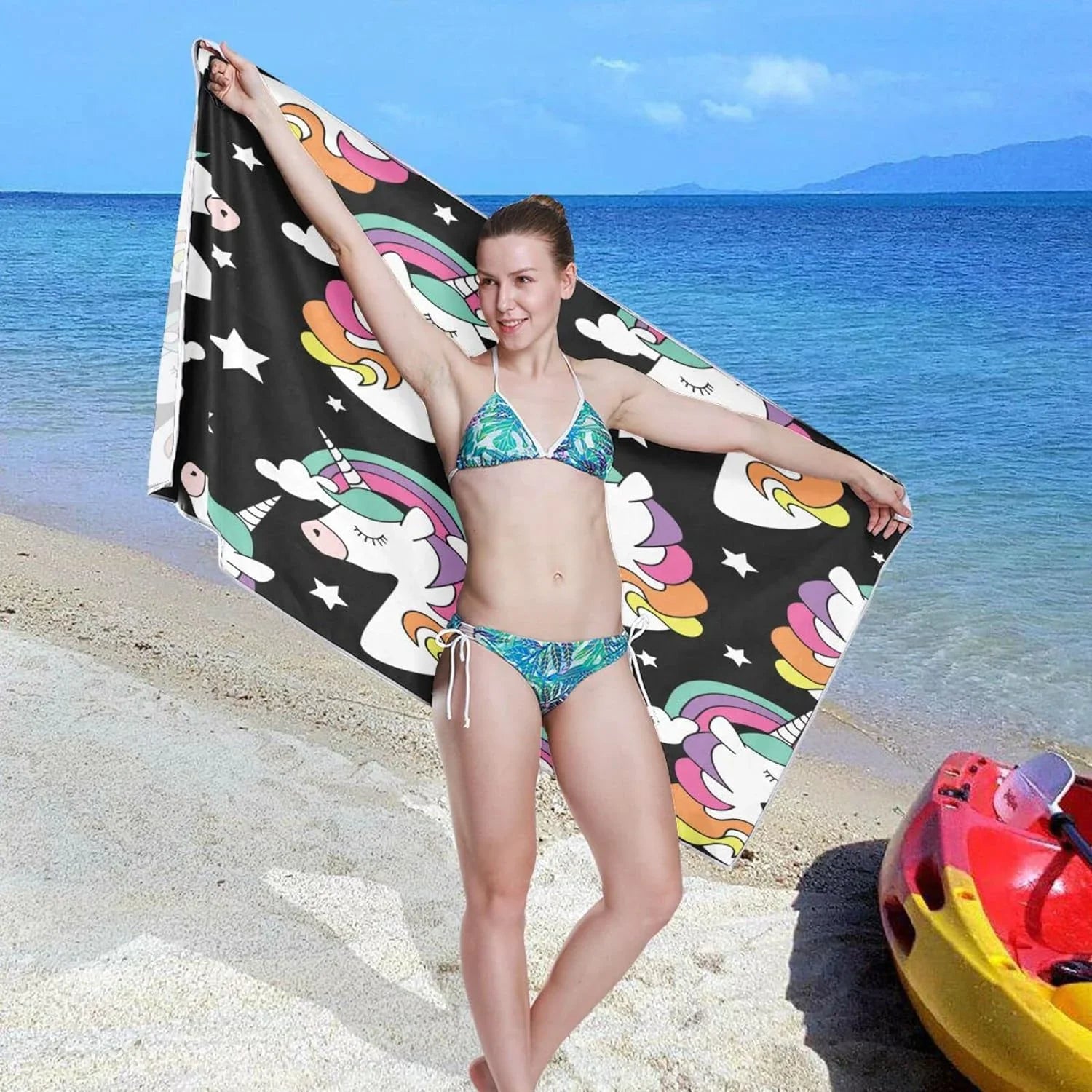 Lightweight Towel Swimming Towels Compact Super Beach Dry Print Bestwell Absorbent Holiday（248） for - Towel Camping Travel Quick Oversized Unicorn -