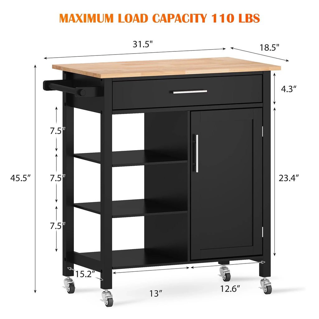 Kitchen SogesPower Hidden Island 36"Height with Cabinet- Multi-Purpose Black