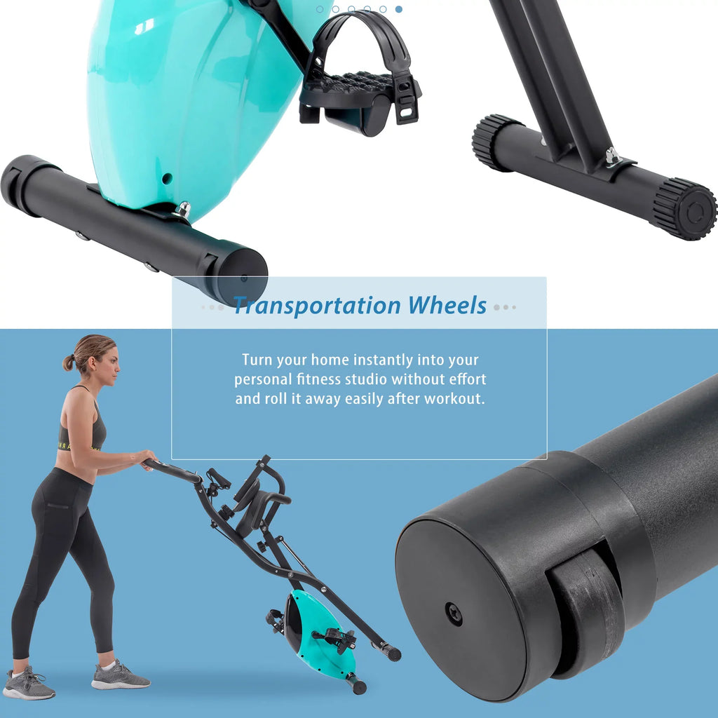 Recumbent Exercise Arm Resistance, Bands Folding Bike, Fitness Adjustable and and with Backrest Upright X-Bike 10-Level