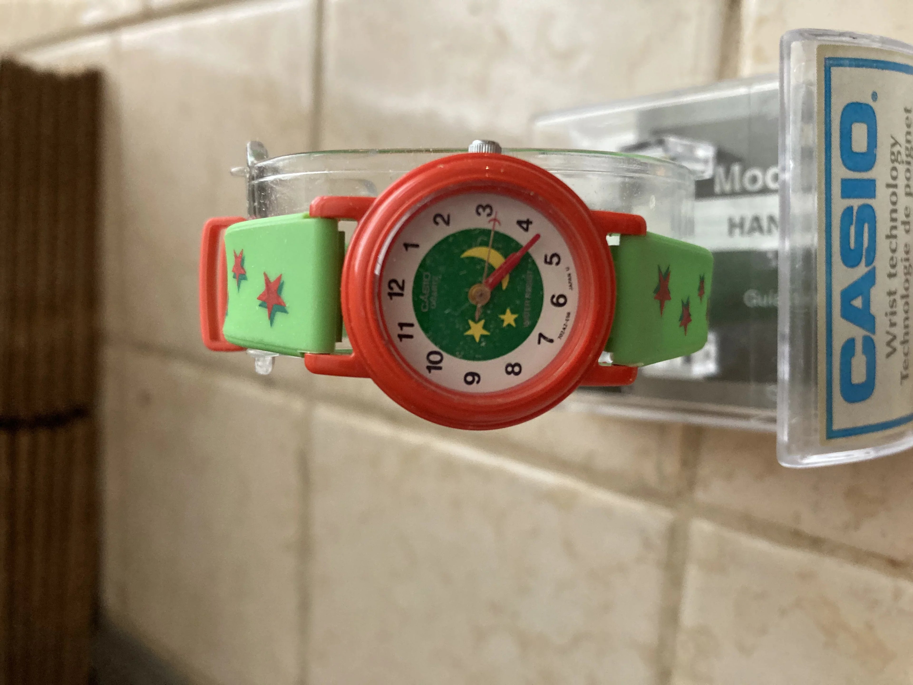 LQ-136A-3B Casio Analog Rare Moon Kids Watch Green and Stars