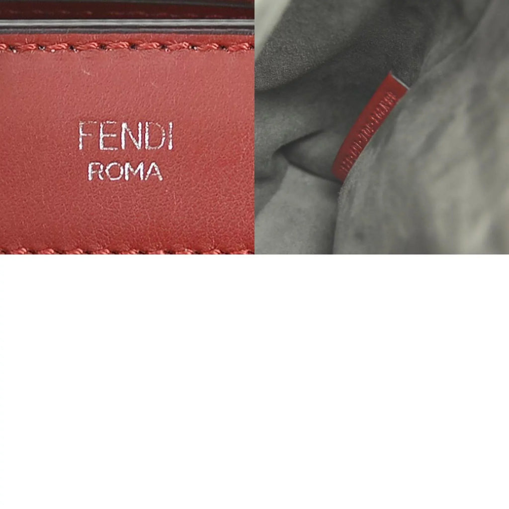FENDI red handbag dot shoulder (Good) ladies com e55932a Pre-Owned Fendi leather bag silver