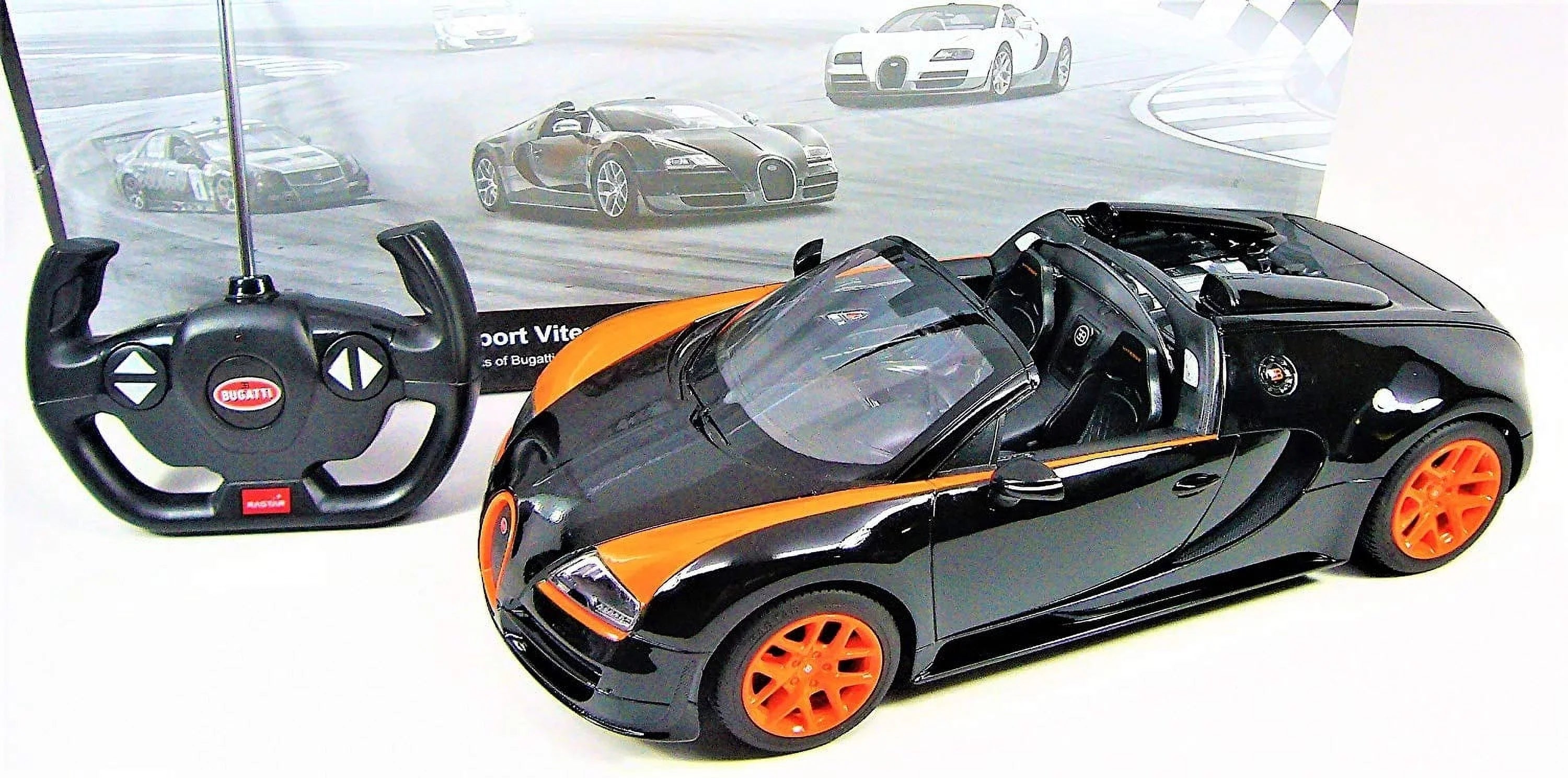 Bugatti Licensed Car Black/Orange Model RC Wheels Vitesse Wonder - Sport Grand Veyron 1:14