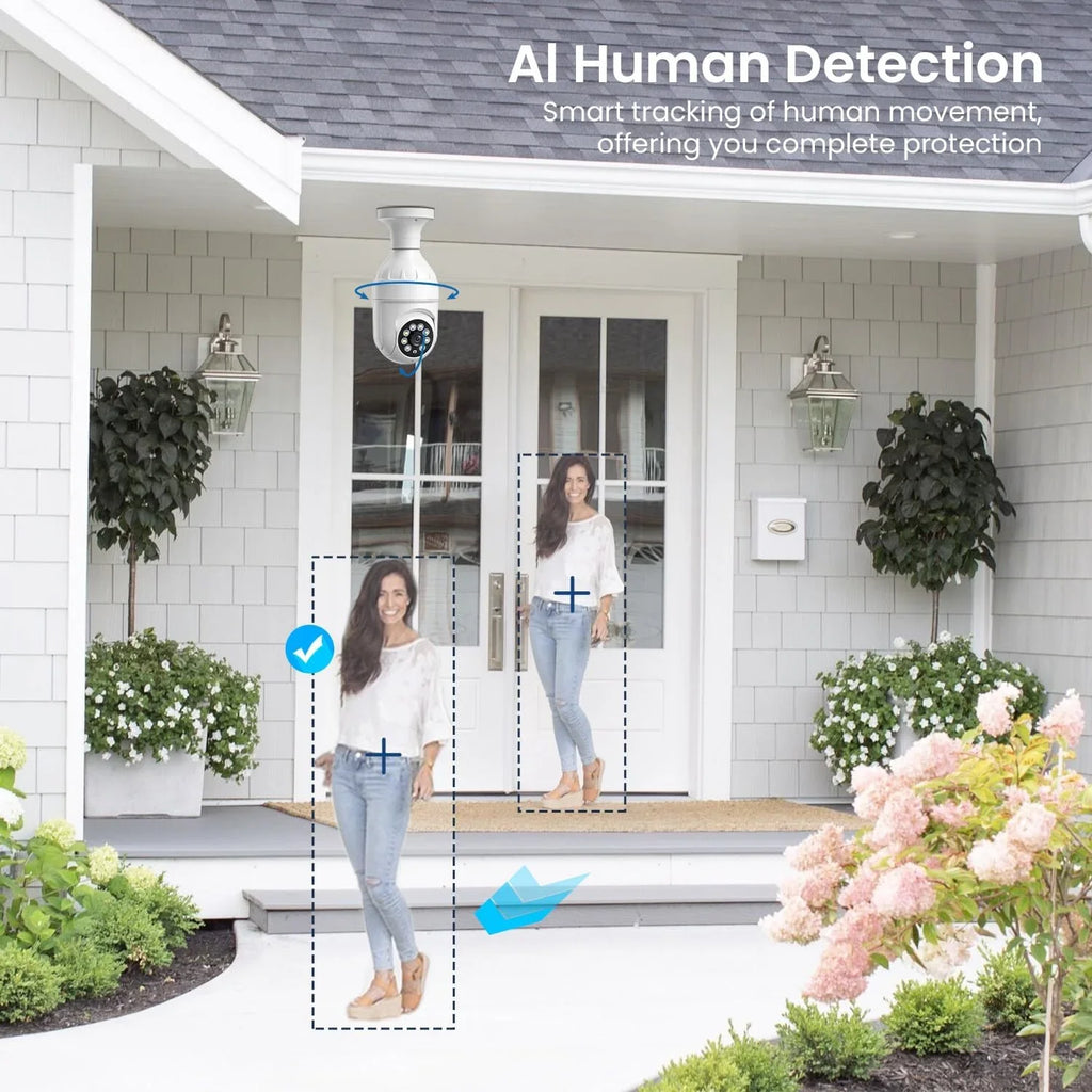 Light View, 355° BITEP Panora Live Human 2-Way Bulb Security Detection, Camera, Dome 1080p Cam, AI