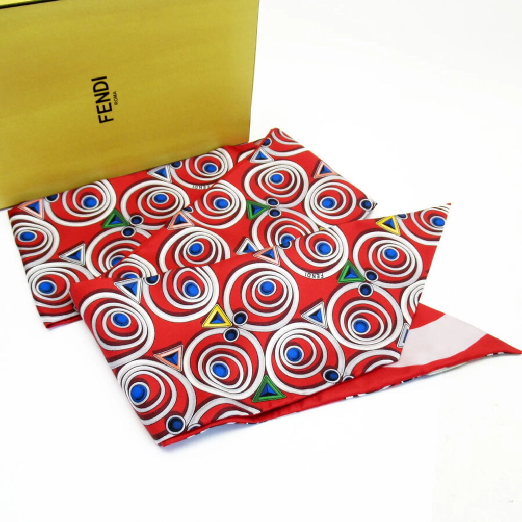 Rappy Pre-Owned Red Silk FENDI 100% Multicolor Scarf Ribbon Maxi (Good)