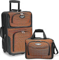 Orange, 2-Piece Expandable Amsterdam Luggage, Upright Set Select Rolling Travel