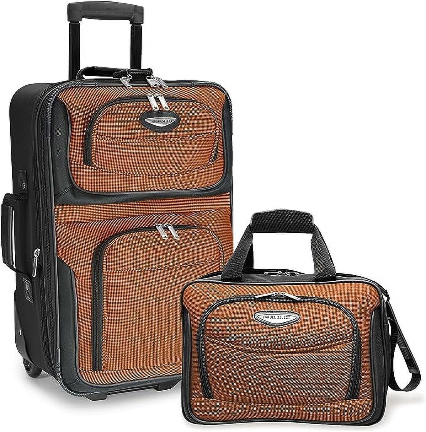 Orange, 2-Piece Expandable Amsterdam Luggage, Upright Set Select Rolling Travel