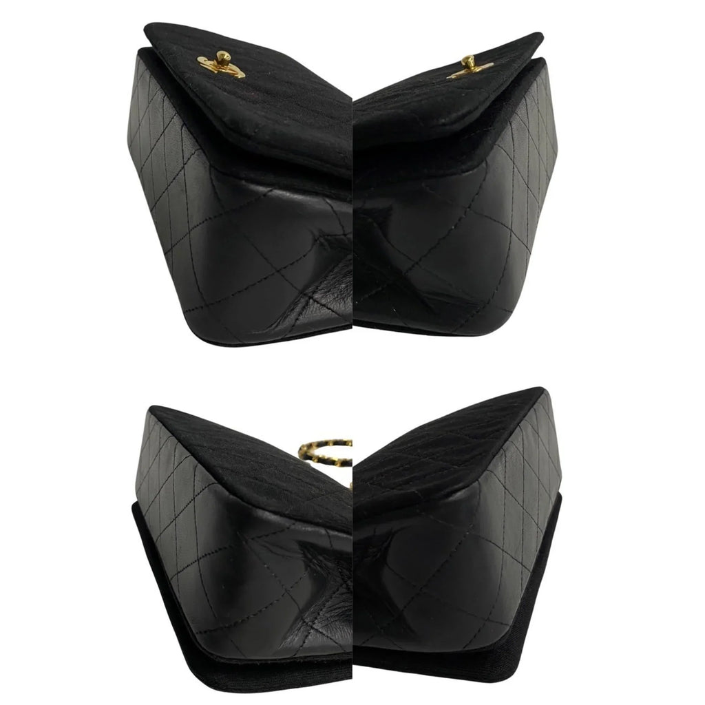 Chain Pre-Owned Flap 73960 Bag Matelasse Full Black CHANEL Lambskin Turnlock Cotton Shoulder (Good)
