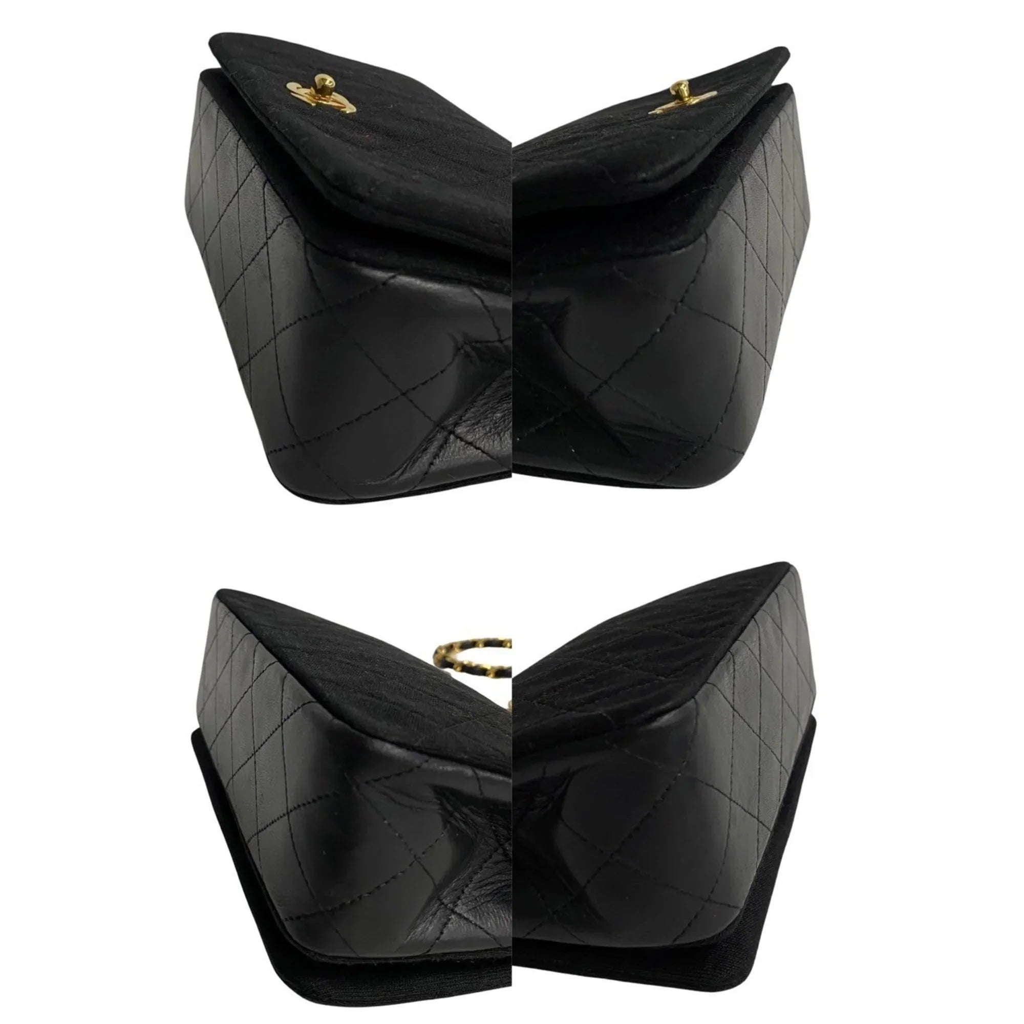 Chain Pre-Owned Flap 73960 Bag Matelasse Full Black CHANEL Lambskin Turnlock Cotton Shoulder (Good)