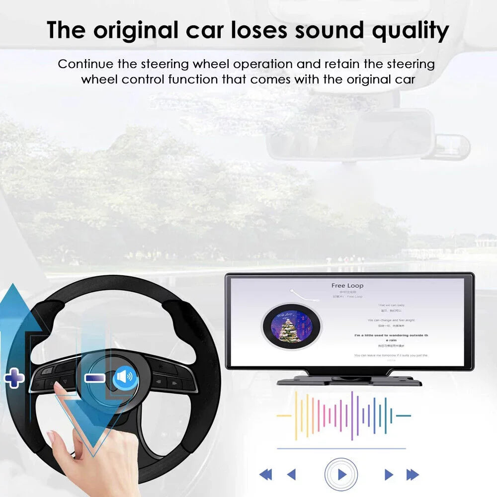 Car Dash 2K Compatibility Carplay Auto Touch Android DVR Screen and Camera Smart - Wireless WIFI KingFurt Resolution Stunning 10.26''