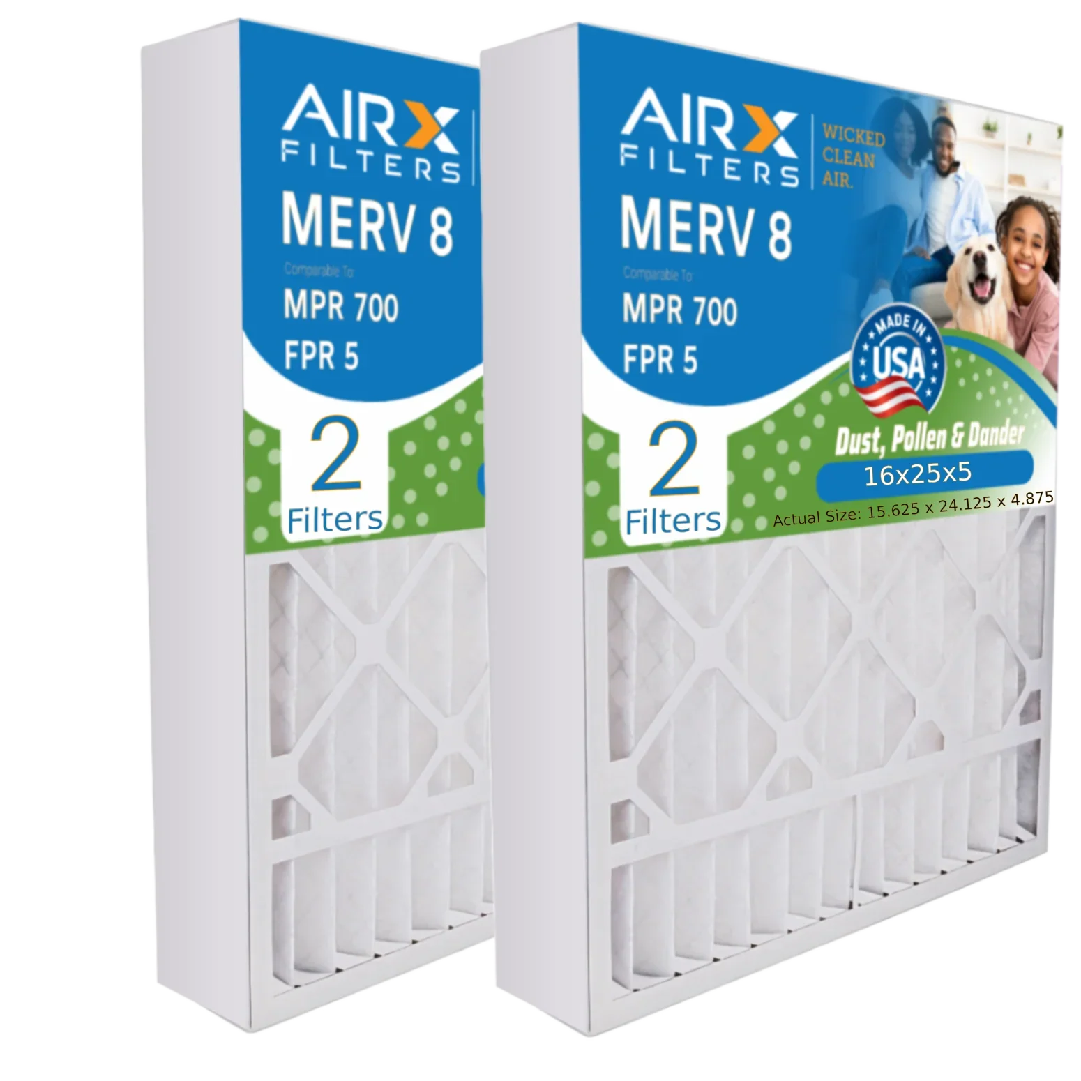 Controls WICKED FILTERS AIR. Premium MPR Air with to USA Filter 46585900 FPR AIRX Made Filter Furnace # MERV 5 Field & by Comparable Compatible 700 CLEAN 16x25x5 2 Pack 8 16x25x5