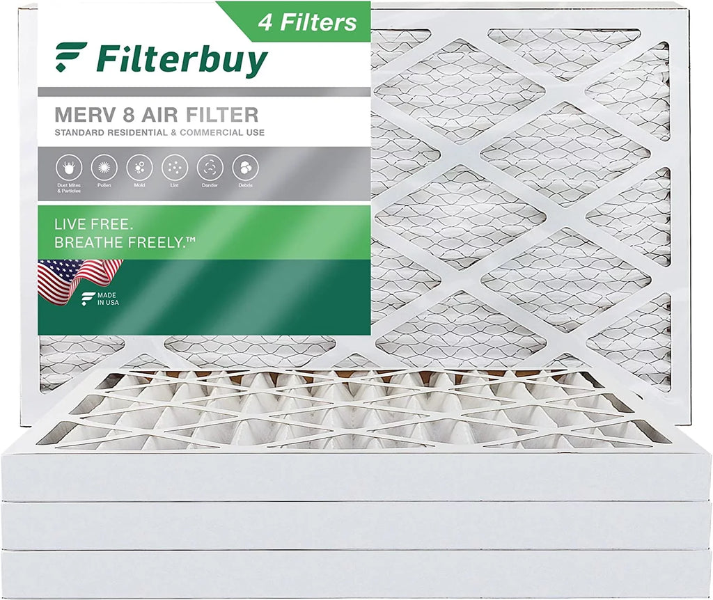 MERV 8 Air Filterbuy AC (4-Pack) 12x24x2 Furnace HVAC Pleated Filters
