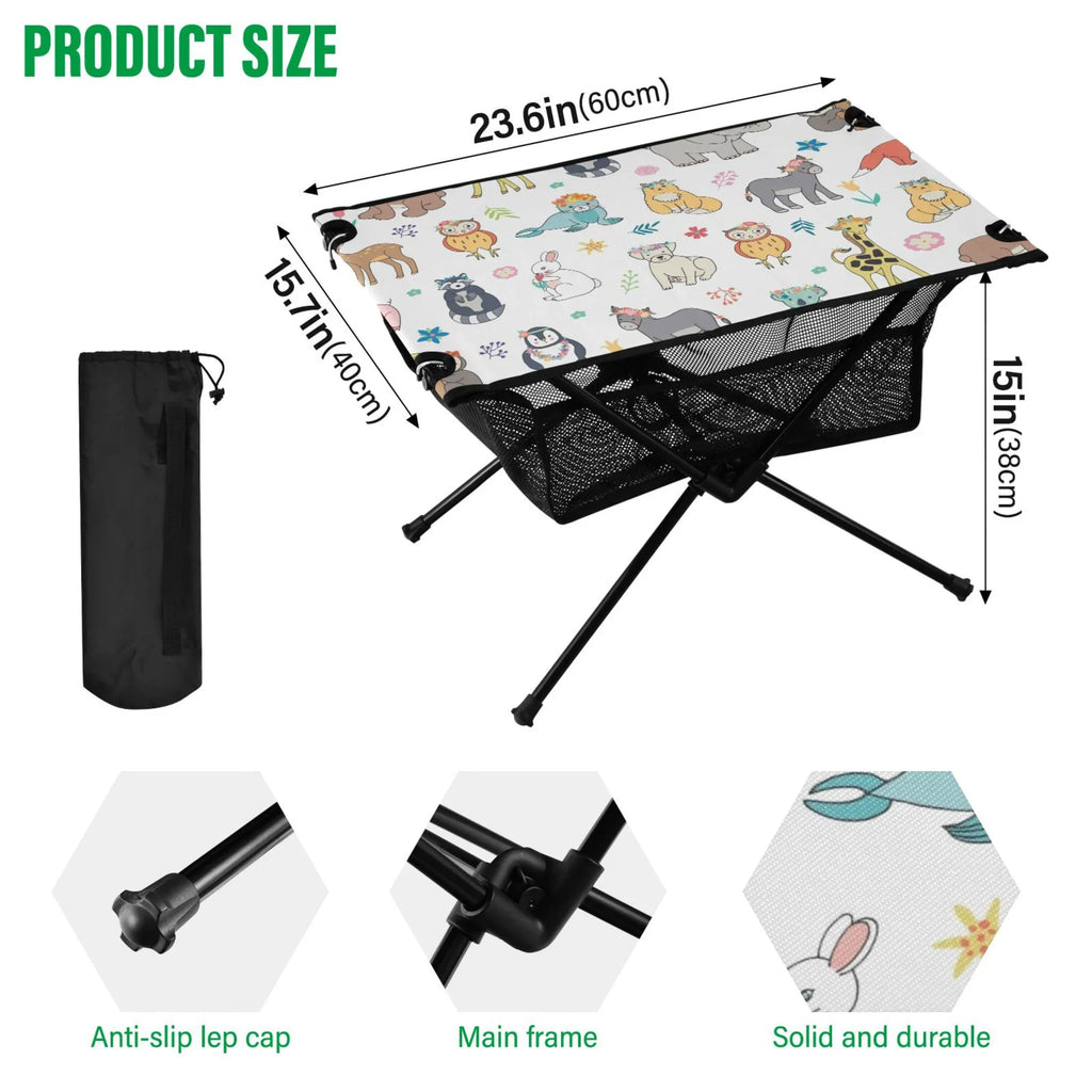 Travel Elephant Beach Cartoon Outdoor with Fishing Giraffe for Storage Camping Picnic Table Folding Bag Table Fox BBQ Portable Table Compact Bear