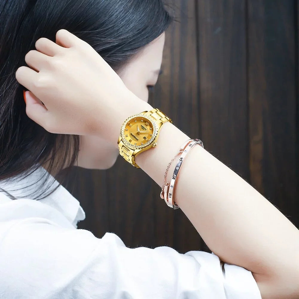 Women's Creative NIBOSI New Waterproof Women Watches Steel Watch Clock Watches Bracelet Gold Female Relogio 2022 Ladies Feminino