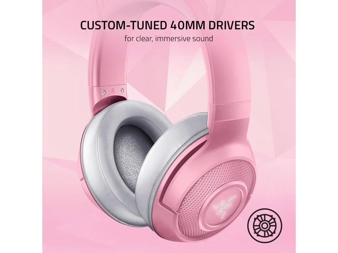 '- - Bluetooth Connection Custom-Tuned Powered Microphone Kraken Beamforming Razer Razer Quartz Latency Drivers - 40mm Edition: 5.0-40ms Chroma Pink - by Kitty BT Low