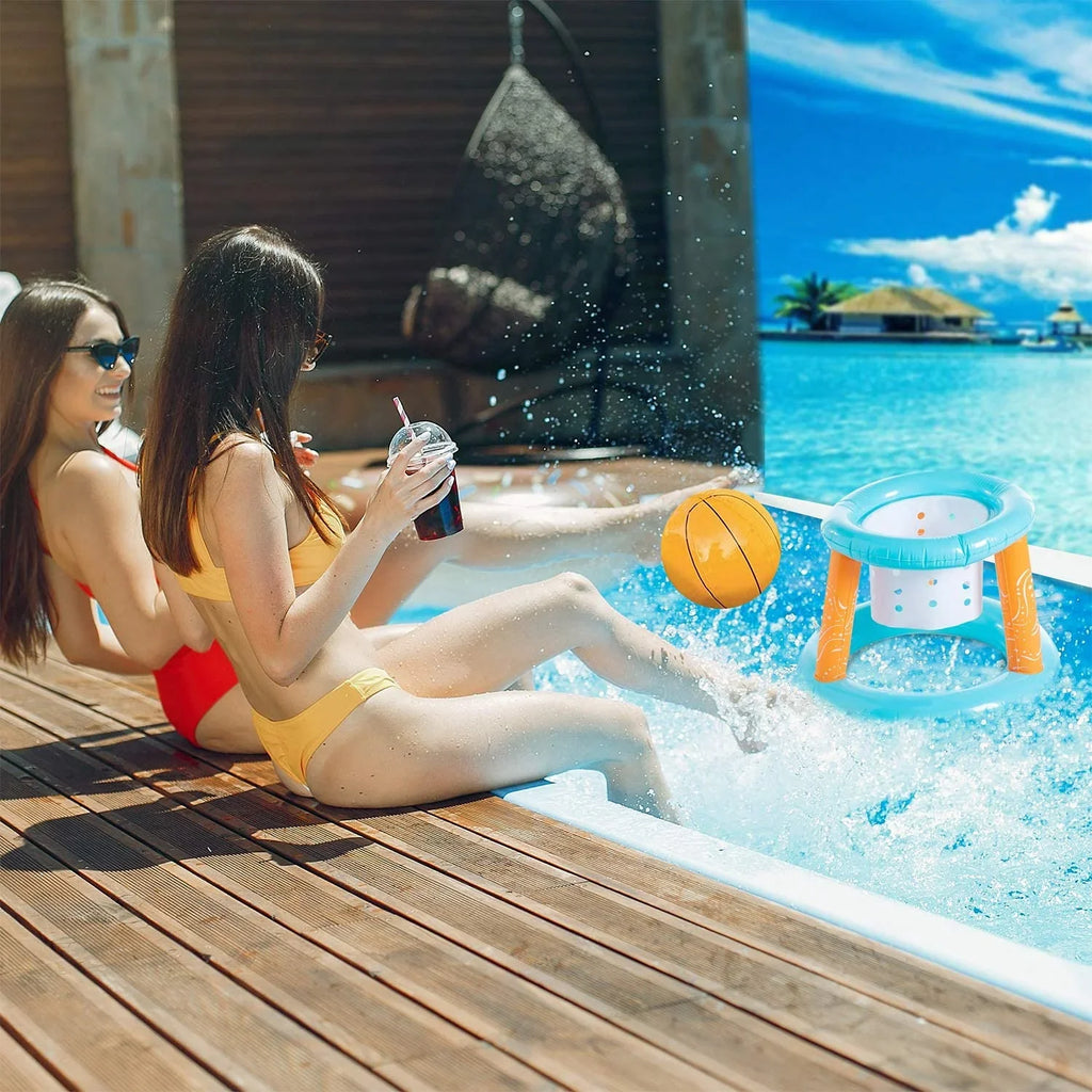Floating, Adults Set Kids Toys, | Net Water Game Junipel Toys & Floaties and Summer for Swimming Basketball Light Pool Blue Teens Pool Hoop Volleyball