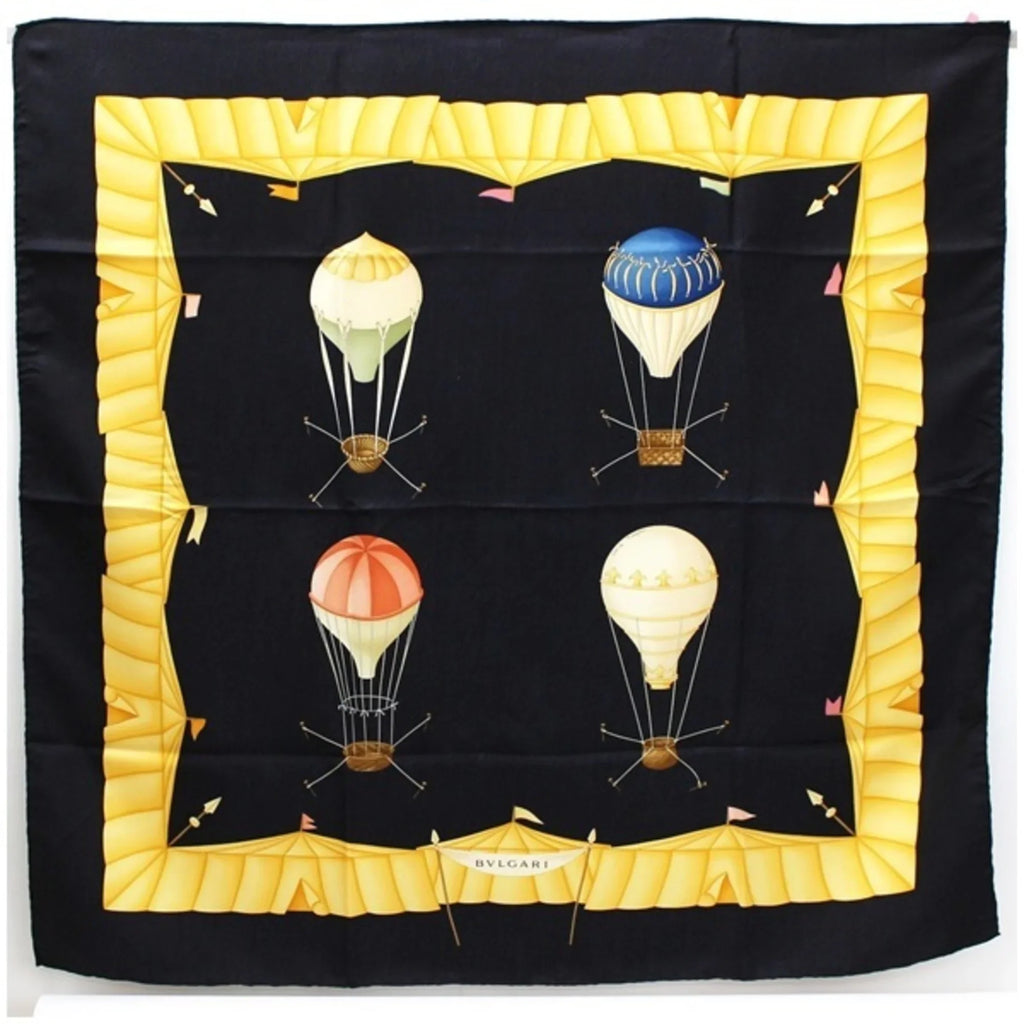 (Good) Scarf Bvlgari Women's Black Silk Pattern BVLGARI Tapestry Pre-Owned Muffler Balloon