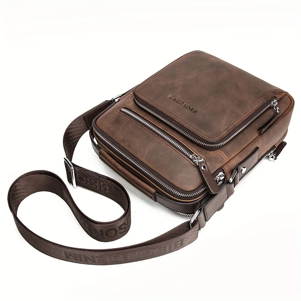 Crossbody Men‘s N2333-1ZF DENIM Casual MICHROE Bag Shoulder Bag Designer Messenger Cowhide Vintage Leather Genuine Handbags