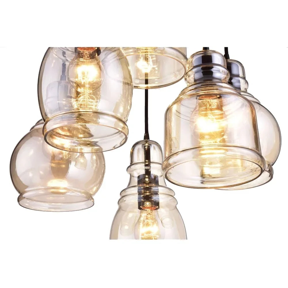 Lighting The Pendant Base Store Cognac Glass Round Black Antique and 6-light Mariana