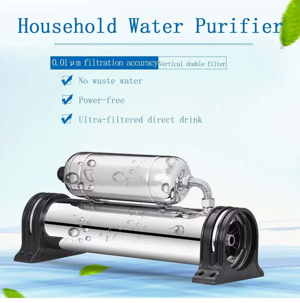Purification 304 Stainless Steel 0.01um 1000L/H Water Water Filter Housing Vertical Household PreAsion