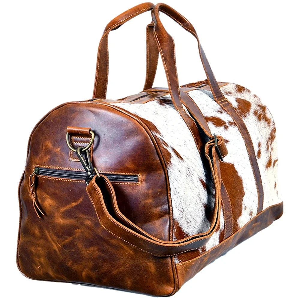 Hair Western American AD Darling Genuine On Duffel Women Handbag ADBGS174BRW Purse Leather Bag