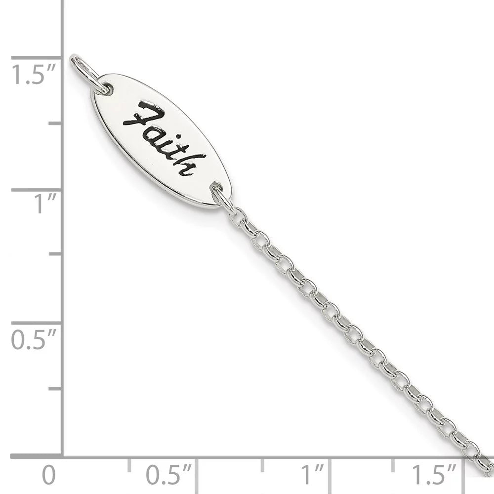 Enamel Cross Auriga Women Sterling Bracelet for 7.5inch FAITH and 925 Silver