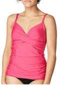 Klein Calvin Top Ruched HIBISCUS Tummy-Control Tankini Swim