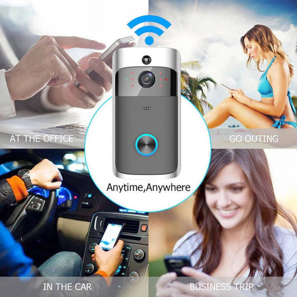 Smart Video System Bell-Black Wireless Camera Doorbell Visual WiFi IR Security Record