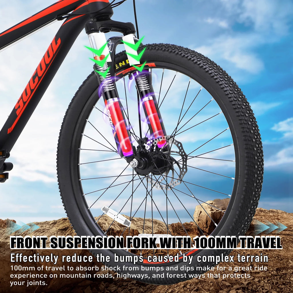 Bike 21 Black, Suspension Brake Speed Dual BK2231YZ MTB Folding Bicycle, Inches Dual 26 Bike Disc Mountain