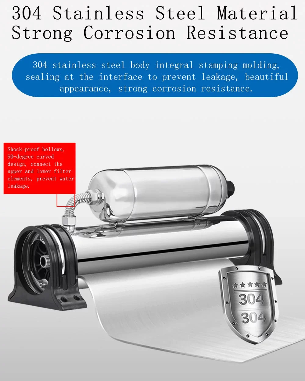 Purification 304 Stainless Steel 0.01um 1000L/H Water Water Filter Housing Vertical Household PreAsion