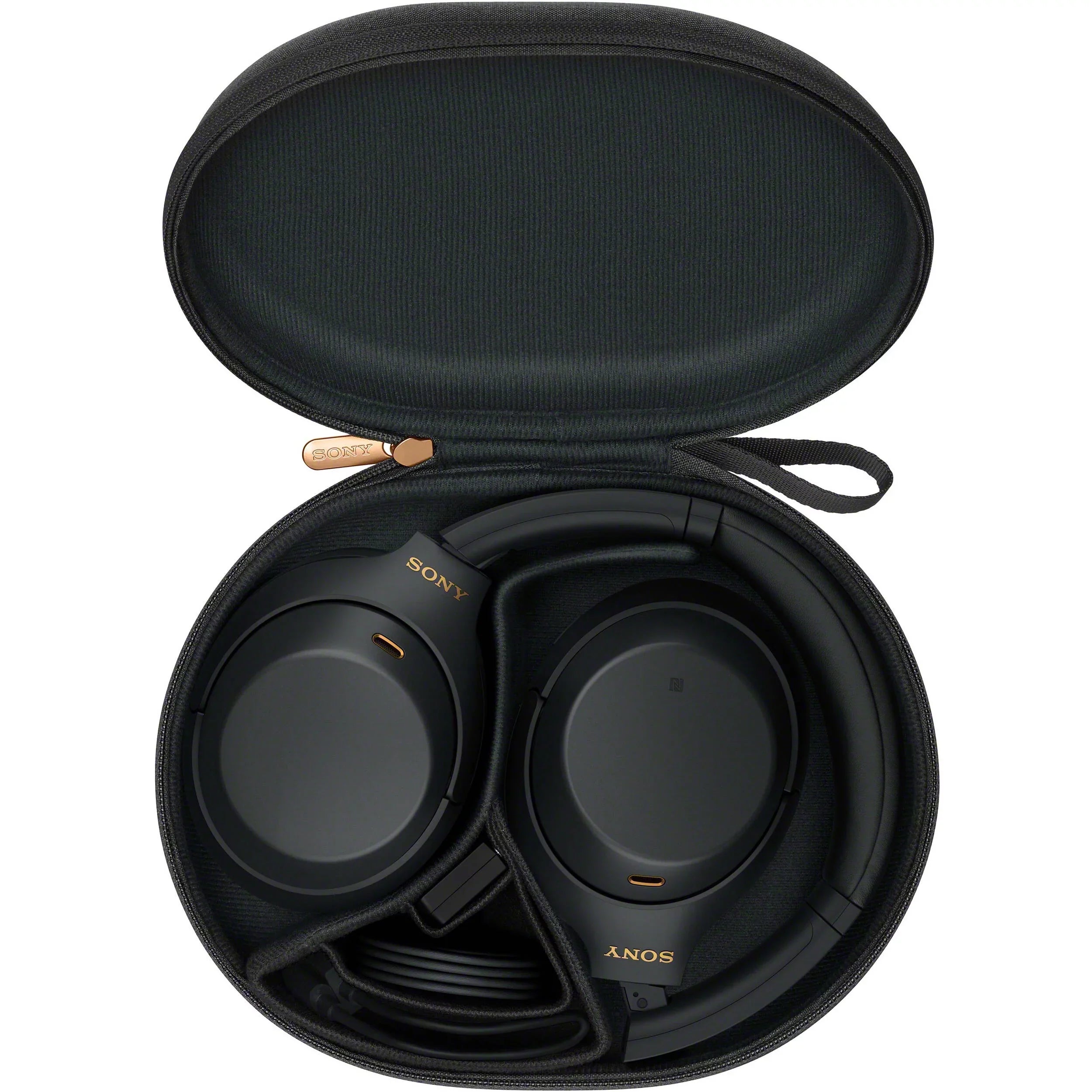 Connection Case Includes: for Plug & Carry Adapter Cable, In-Flight Microfiber Type-C (Black) Wireless Cloth - Sony USB Use, Headphones Compact Over-Ear Noise-Canceling WH-1000XM4 Cable, Cleaning