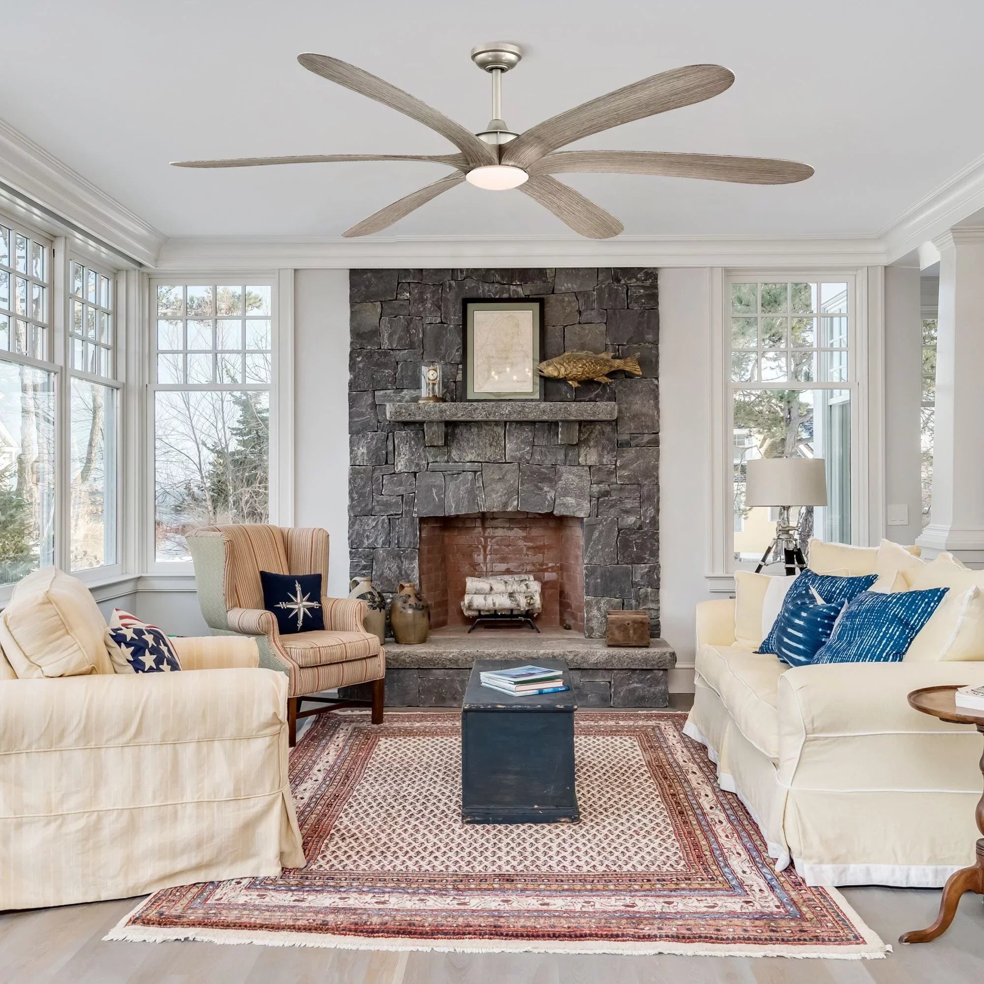 Light Motor and Nickel with Fan Remote Driftwood 72-inch Ceiling 6-Blade Uncle Parrot DC