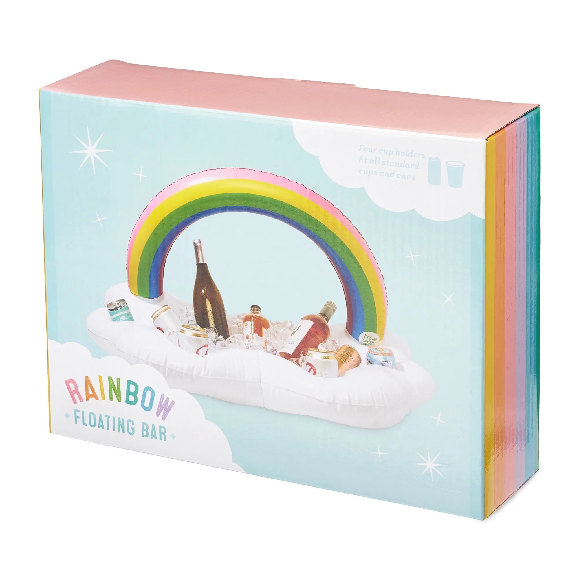 Inflatable TrueZoo Rainbow of Cooler, Pool Holders Drink Bar Colorful Floating and Party 1 Floatie, Cloud Box Cup Set Ice