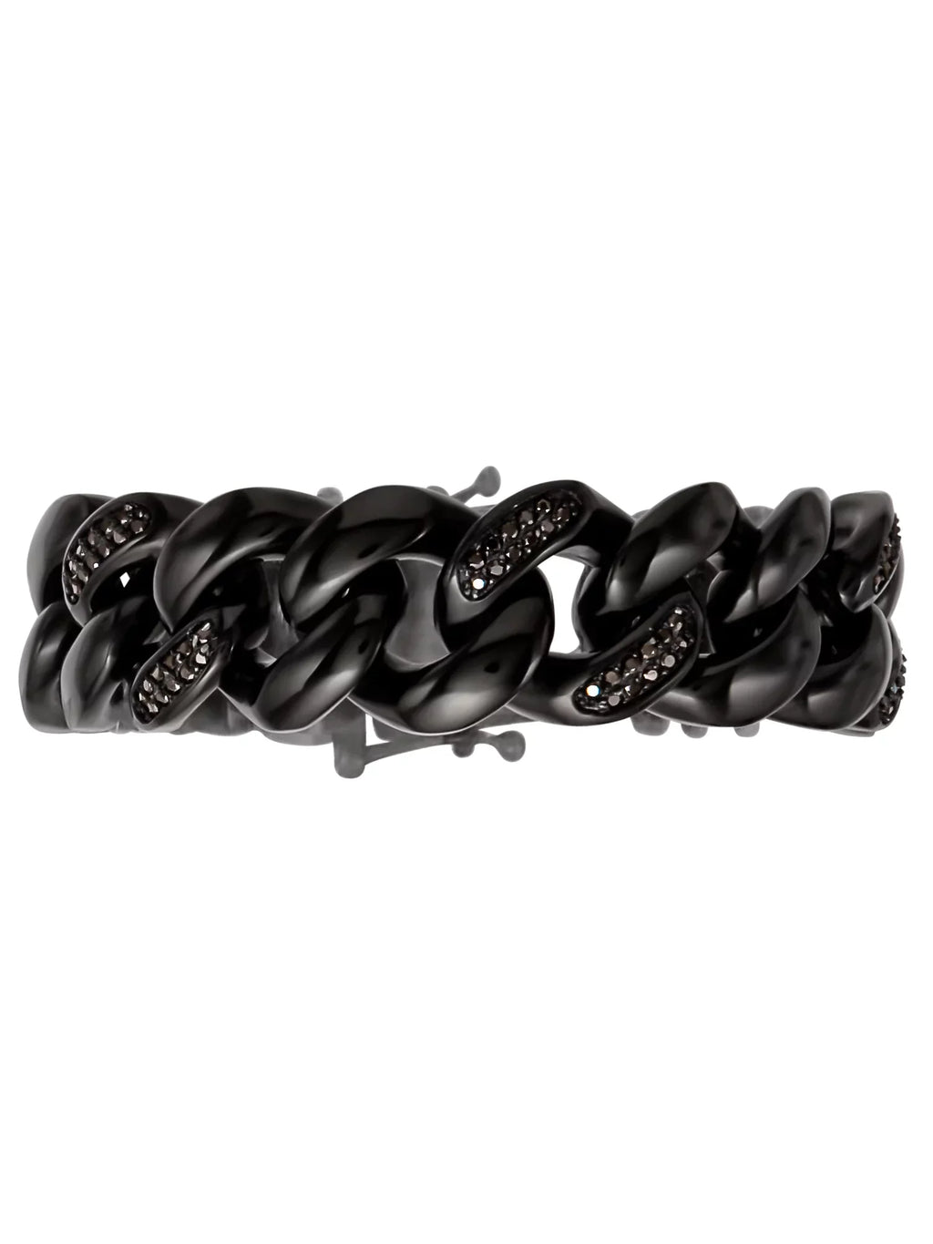 Diamond Men's Shaquille Simulated IP Stainless Steel Black Bracelet Plated O'Neal Curb