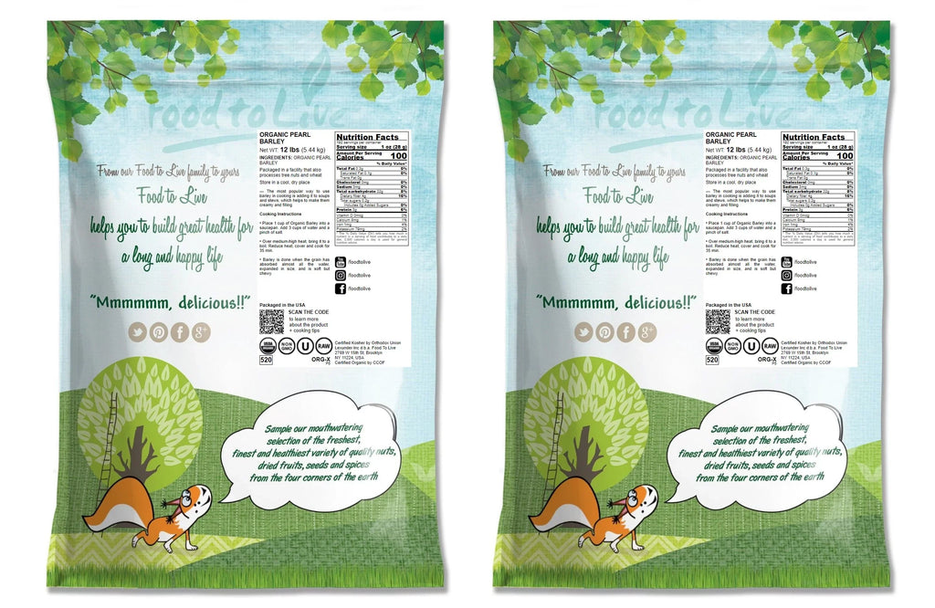 Non-GMO, to Live Pounds Pearl Raw, 24 Kosher, — Barley, Food Vegan Organic — by