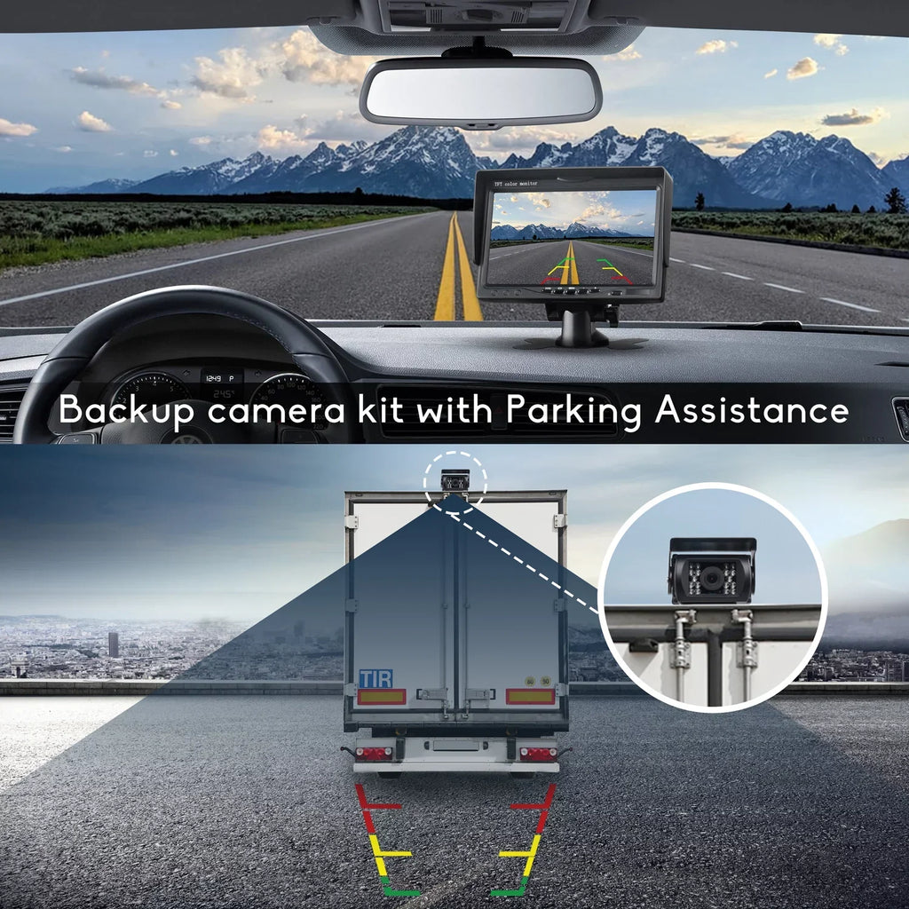 Cam Camping Back Waterproof IR RVs Kit, Night LCD Camera Backup Reverse Vision with Vans, IP67 TOGUARD Cars, 7’’ up Monitor Rear Night Vision Rearview with Trucks, CA711 for View