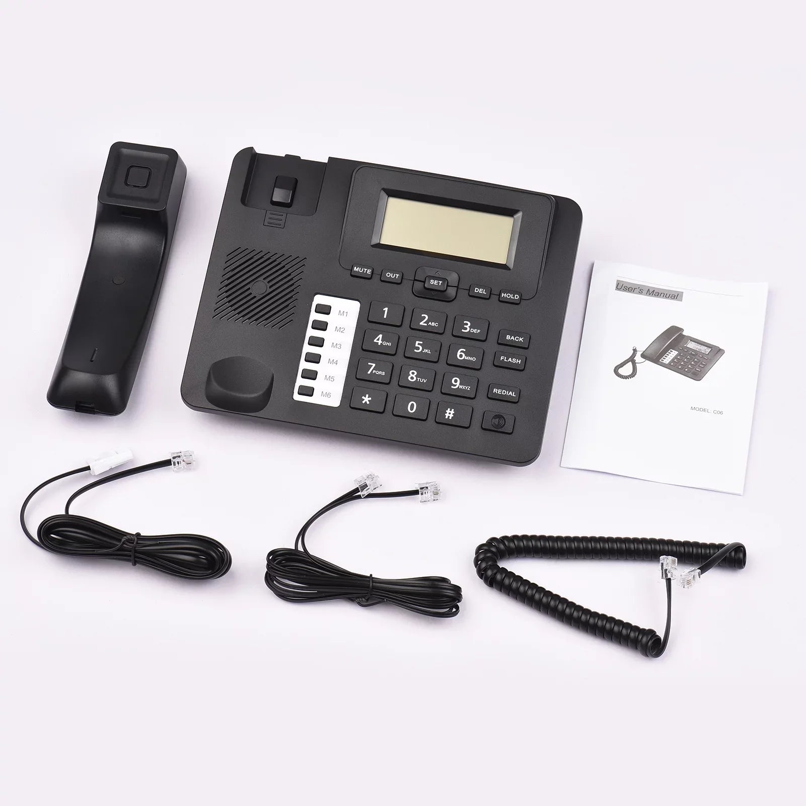 Dual Sound Date Landline Chip Telephone Phone Support Built-in Black DTMF/FSK Control Phone Real-time Hands-Free/Redial/Flash/Speed Home IC Dial/Ring Meterk Desk System Elderly Corded for Seniors