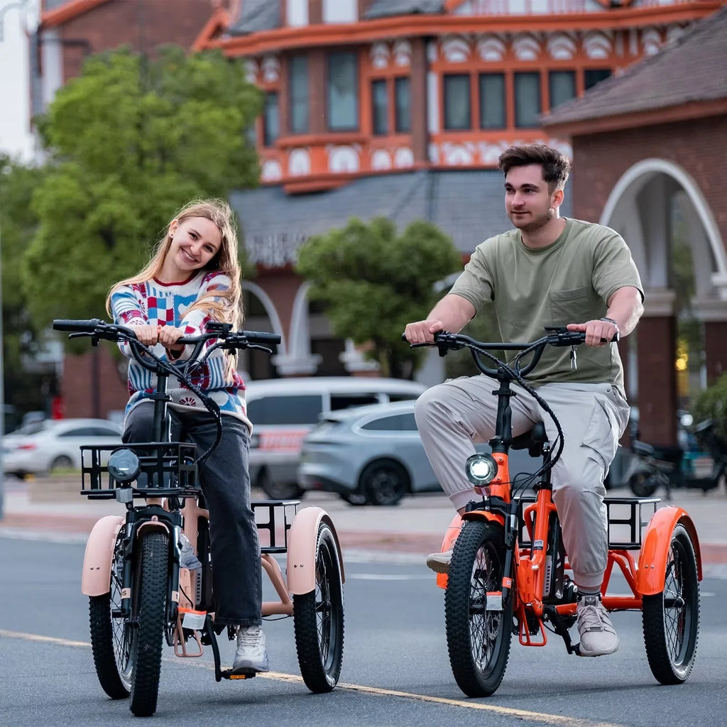 Bikes, 3 Tire MOPHOTO Women, Men Motorized Electric 48V for Folding Step-Thru Tricycle Tricycle Electric Wheel Electric Senior, 14.5Ah 1-Speed for Fat 20" Electric Adult, 16MPH Trike 500W