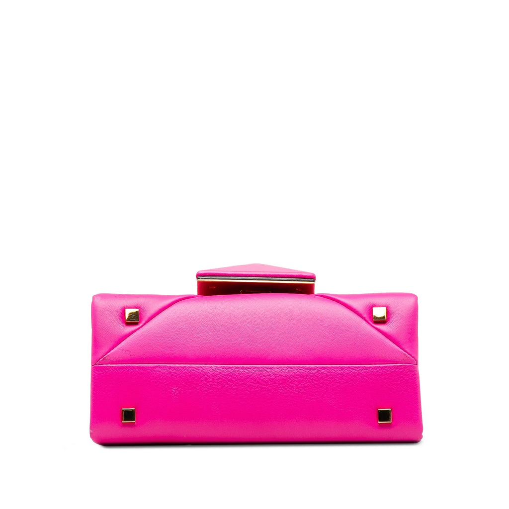Mini Pre-Owned Unisex Stud Satchel (Good) Valentino Leather Authenticated Calf One Pink