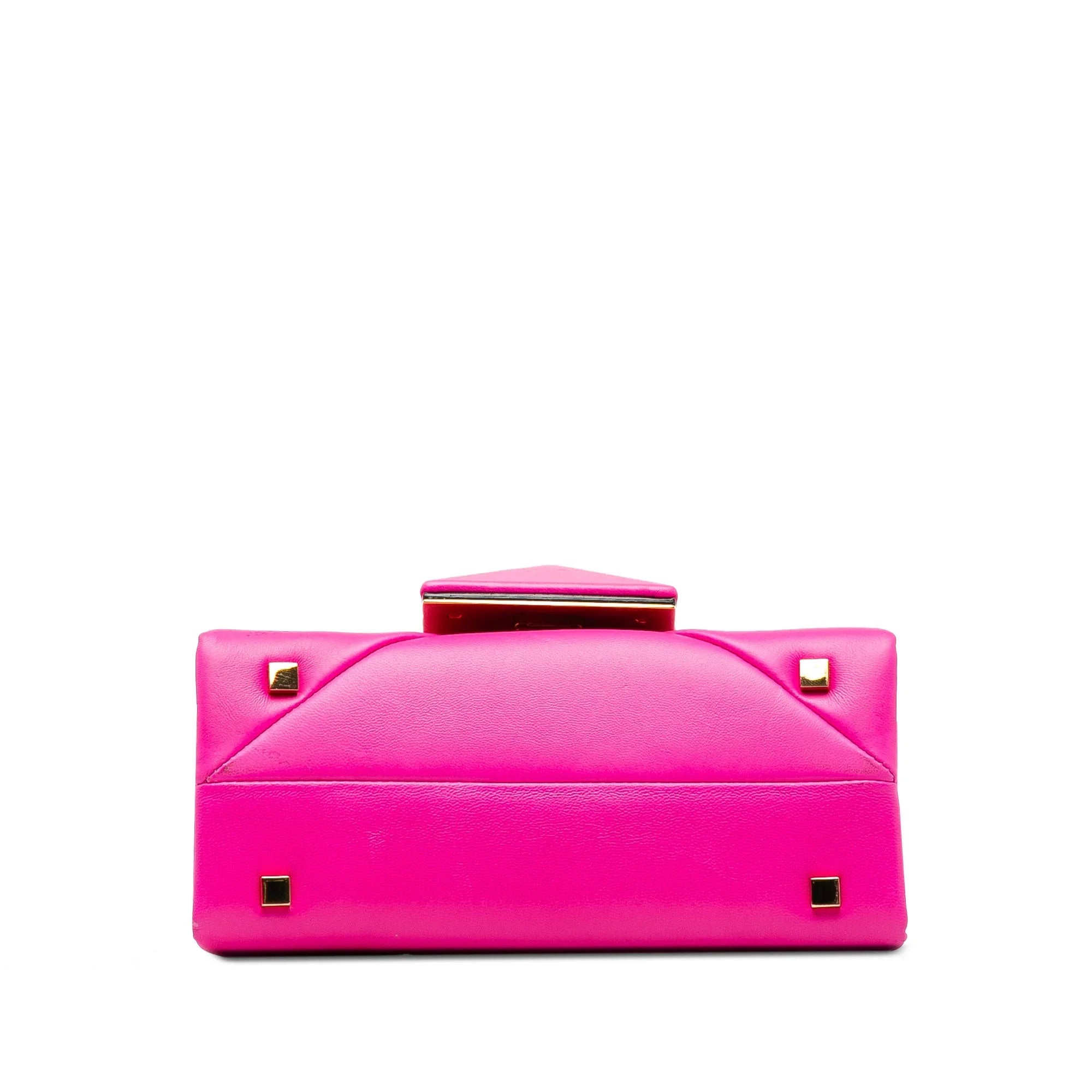 Mini Pre-Owned Unisex Stud Satchel (Good) Valentino Leather Authenticated Calf One Pink