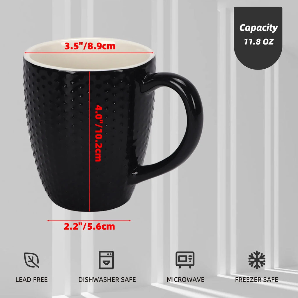 Milk, Coffee Set, Mug 11.95 6 Cup Coffee, Pack Black, Floz Ceramic, Coffee Water, for