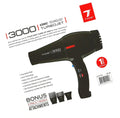 Hair Infrared (1 Year Professional Warranty) Electromagnetic Ionic Dries Ions, Turbo Distribution 3000 Tyche Power Shine Dryer Fast Air Negative Hair Hair Radiation Black Ceramic Tech Heat &