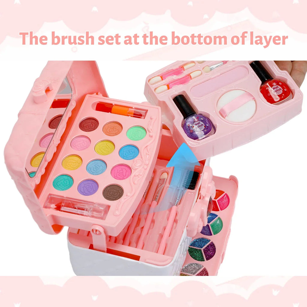 Kit Non-Toxic Washable Little Gift Kids 42 & 3-12 Girl Makeup Makeup Set, Set for Cosmetic, (Pink) & Christmas Pcs Toys Birthday Safe Girl Real Old Year for Kids Toddler Frozen Girl Makeup