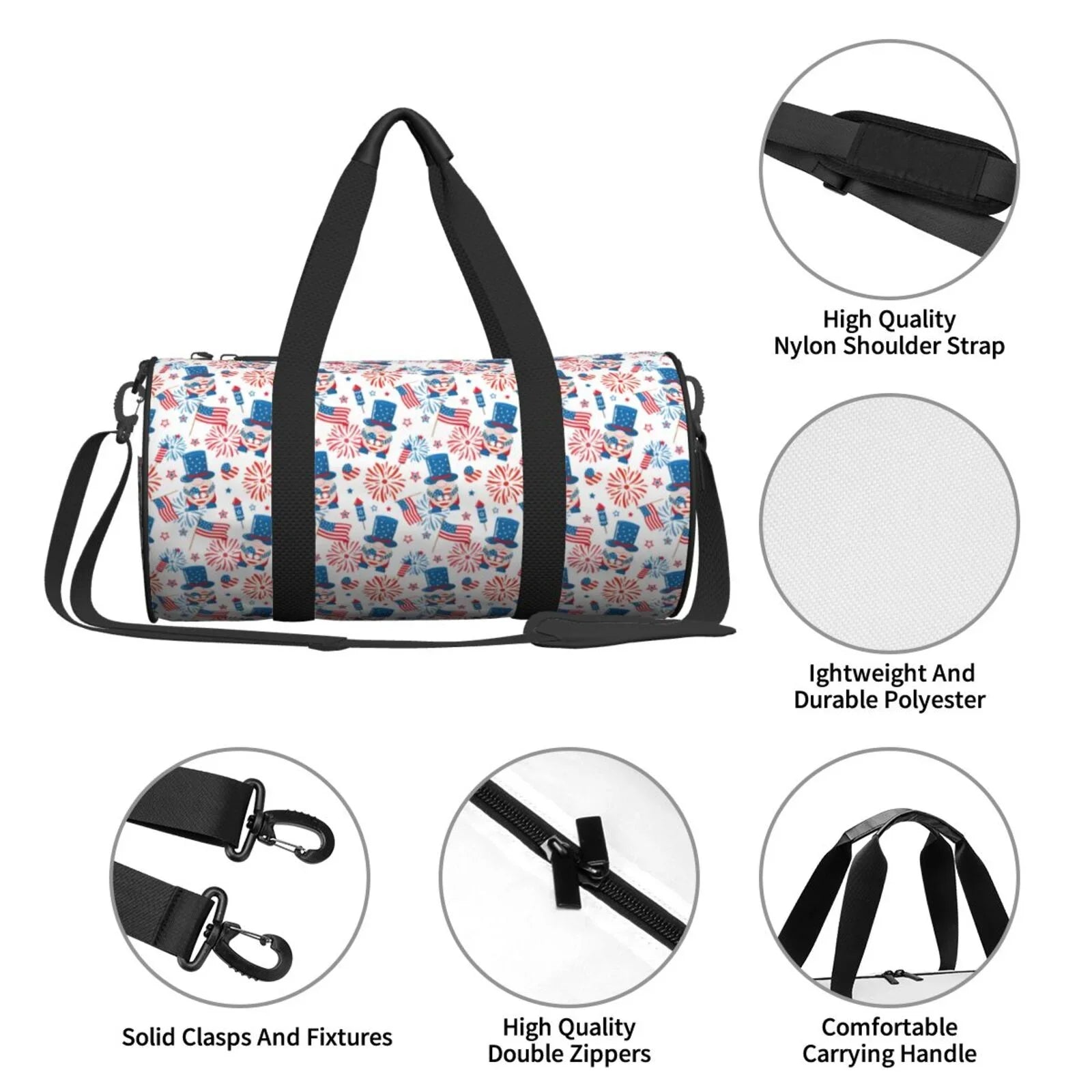 Compartment Sports with Luggage Cylinder and Travel Gnomes Gym Pocket Large Bag Bag American Bag Waterproof Coaee Capacity