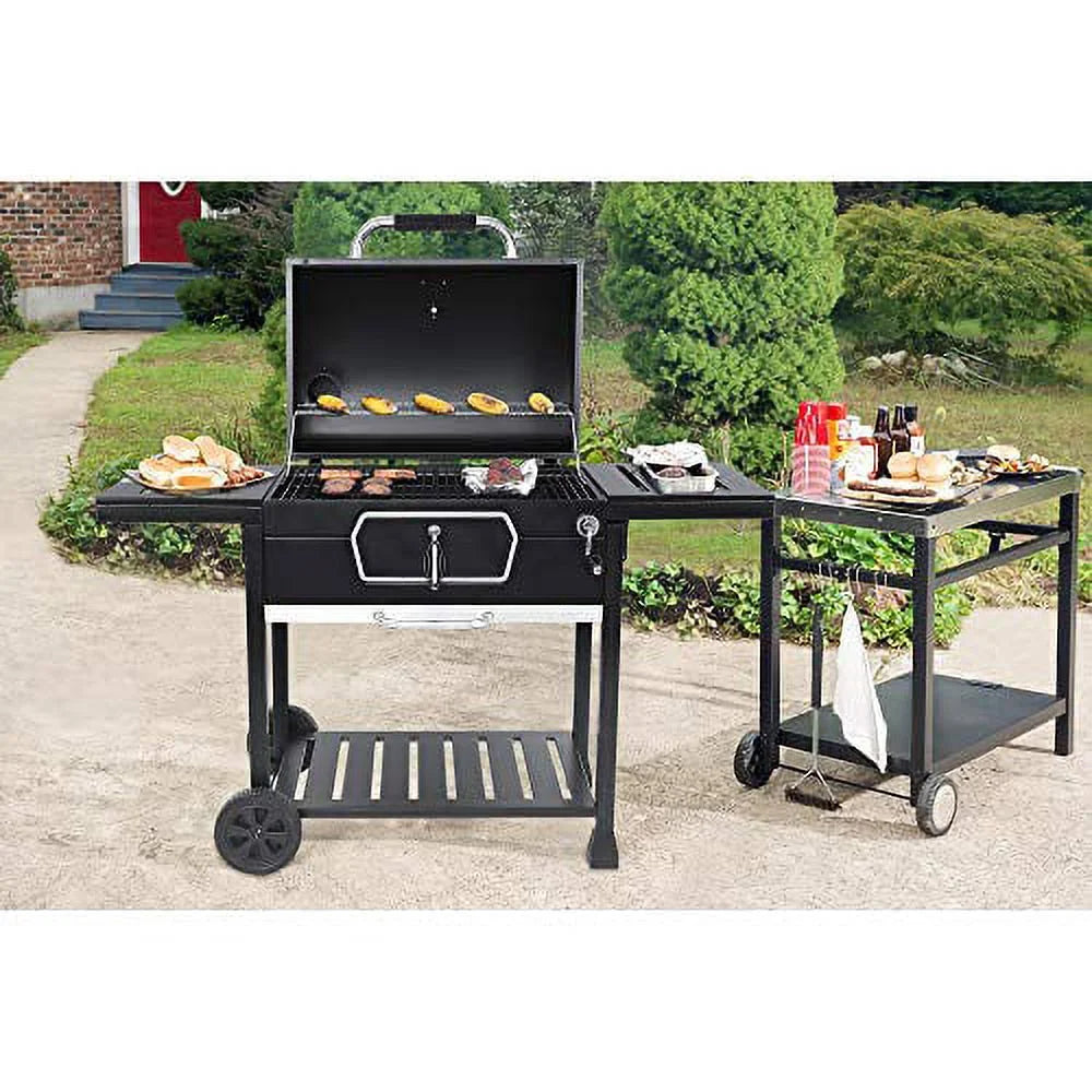 Black, Charcoal Grill, 30-Inch Deluxe CD2030AN Smoker Gourmet Camping BBQ Royal Large Backyard Cooking, Patio Picnic