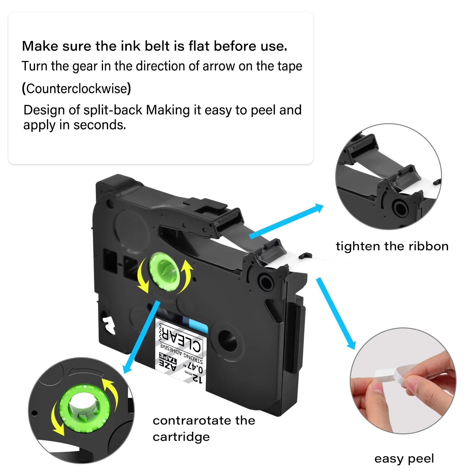 Compatible Extra 40PK Black GREENCYCLE Brother TZe-131 P-touch 12mm Clear TZe TZ Label Tape TZe-S131 for on TZ-131 Strength TZ-S131 Laminated