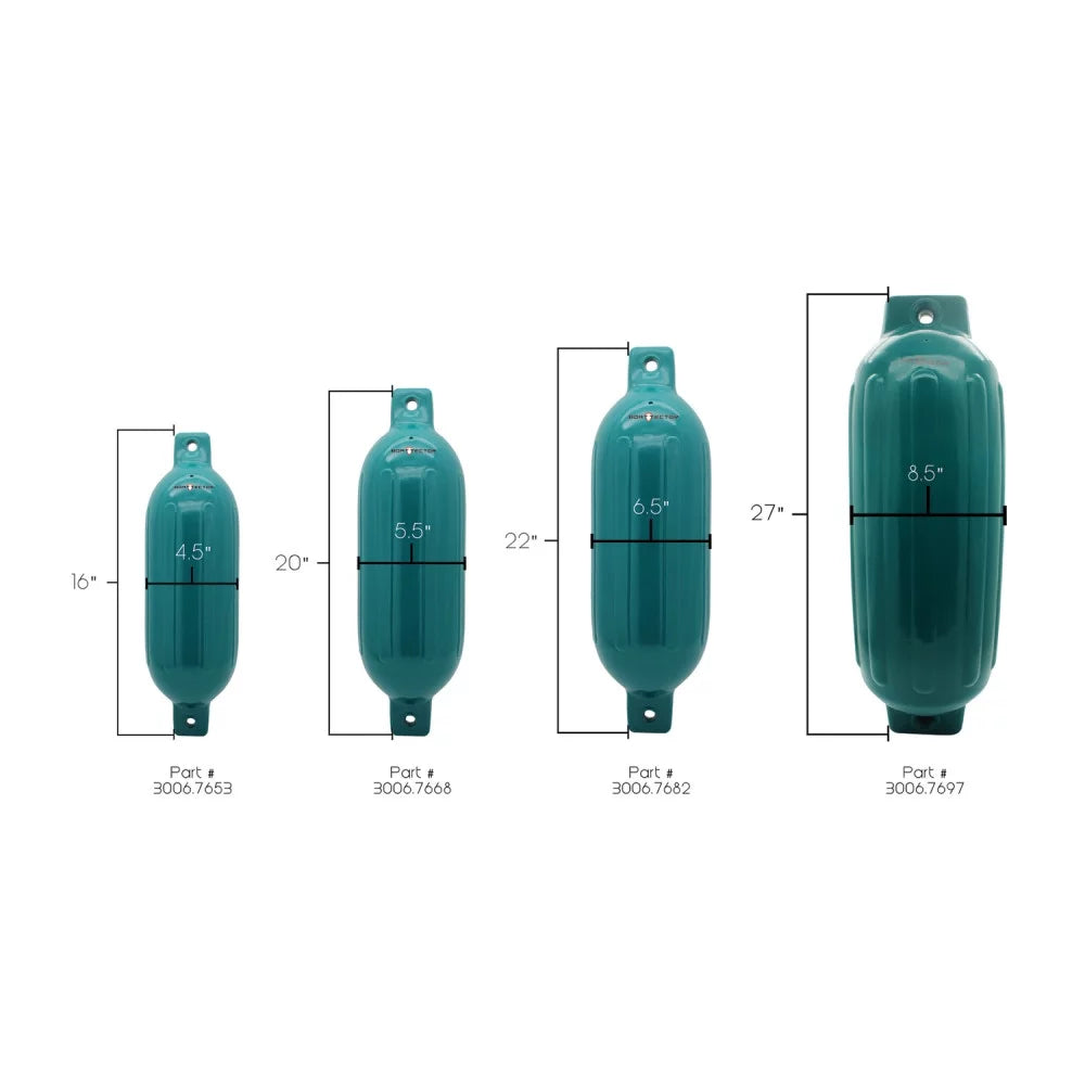 '- BoatTector Extreme 8.5" 27", Max Inflatable 3006.7697 Teal x Fender