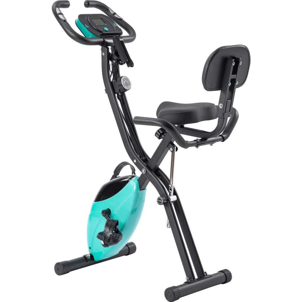Recumbent Exercise Arm Resistance, Bands Folding Bike, Fitness Adjustable and and with Backrest Upright X-Bike 10-Level