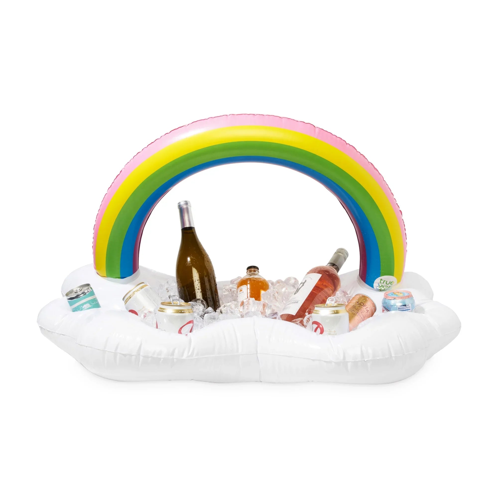 Inflatable TrueZoo Rainbow of Cooler, Pool Holders Drink Bar Colorful Floating and Party 1 Floatie, Cloud Box Cup Set Ice